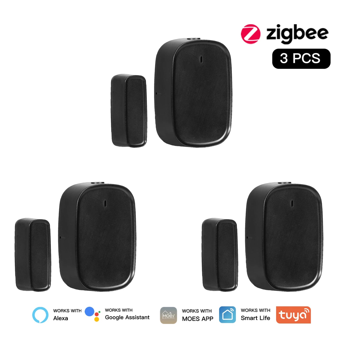 MOES Tuya ZigBee Smart Window Door Gate Sensor Detector Smart Home Security Alarm System Smart Life Tuya App Remote Control