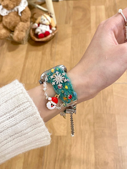 Plush Christmas ornament suitable for Apple Watch 1-9 generations 41-49mm 10 retractable chain autumn and winter fashionable atm