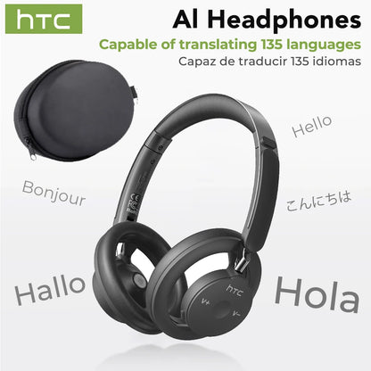 HTC HP06 Open-Ear Wireless Headphones Bluetooth V6.0 Airy Foldable AI Translate Headset for PC Laptop Phone TV Ultralight Hollow
