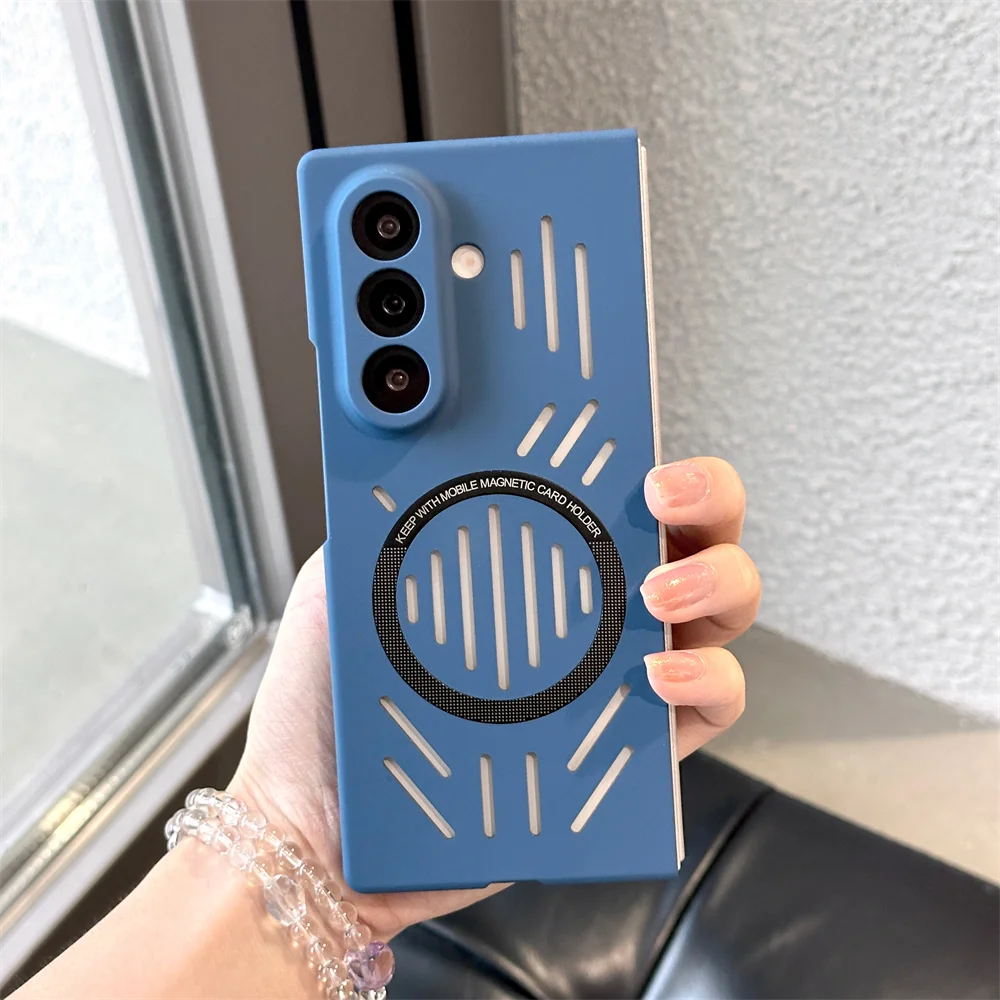 Magnetic For Magsafe Heat Dissipation Case For Samsung Z Fold 7 6 5 4 5G Wireless Charging Solid Color Matte Protective Cover