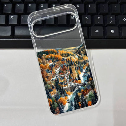 Winter Snow Landscape Phone Case For Google Pixel 10 10Pro 10 Pro XL 8 9 Pro 6 7 8 8A 5G Christmas Street Scenery Soft TPU Cover