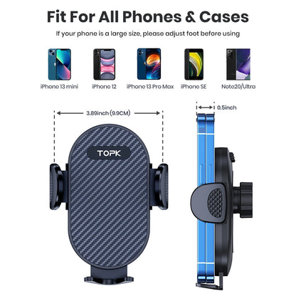 TOPK Car Phone Holder Mount,[Upgraded Support Function] Metal Hook Cell Phone Holder For Car Air Vent Compatible With All Phone