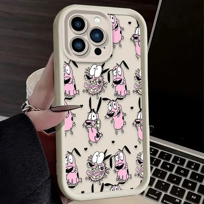 Courages Cowardly Dog Phone Case For iPhone 16 15 14 13 12 11 Pro Max X XS X S Max XR SE 2020 7 8 Plus Soft Silicone Back Funda