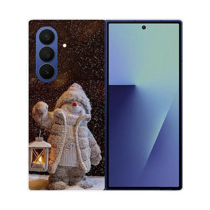 Christmas Painted Phone Case For Samsung Galaxy Z Fold 7 6 5 4 3 2 Fold7 Fold6 Fold5 Fold4 Transparent Hard PC Protect Cover