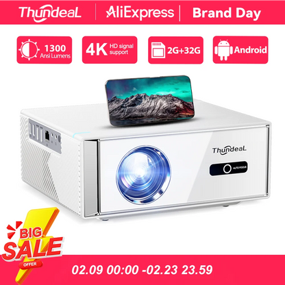 ThundeaL TD95W Android Projector Full HD 1080P WiFi 2K 4K Home Cinema Portable Smart TV Video Movie Meeting Led TD95 Projecter