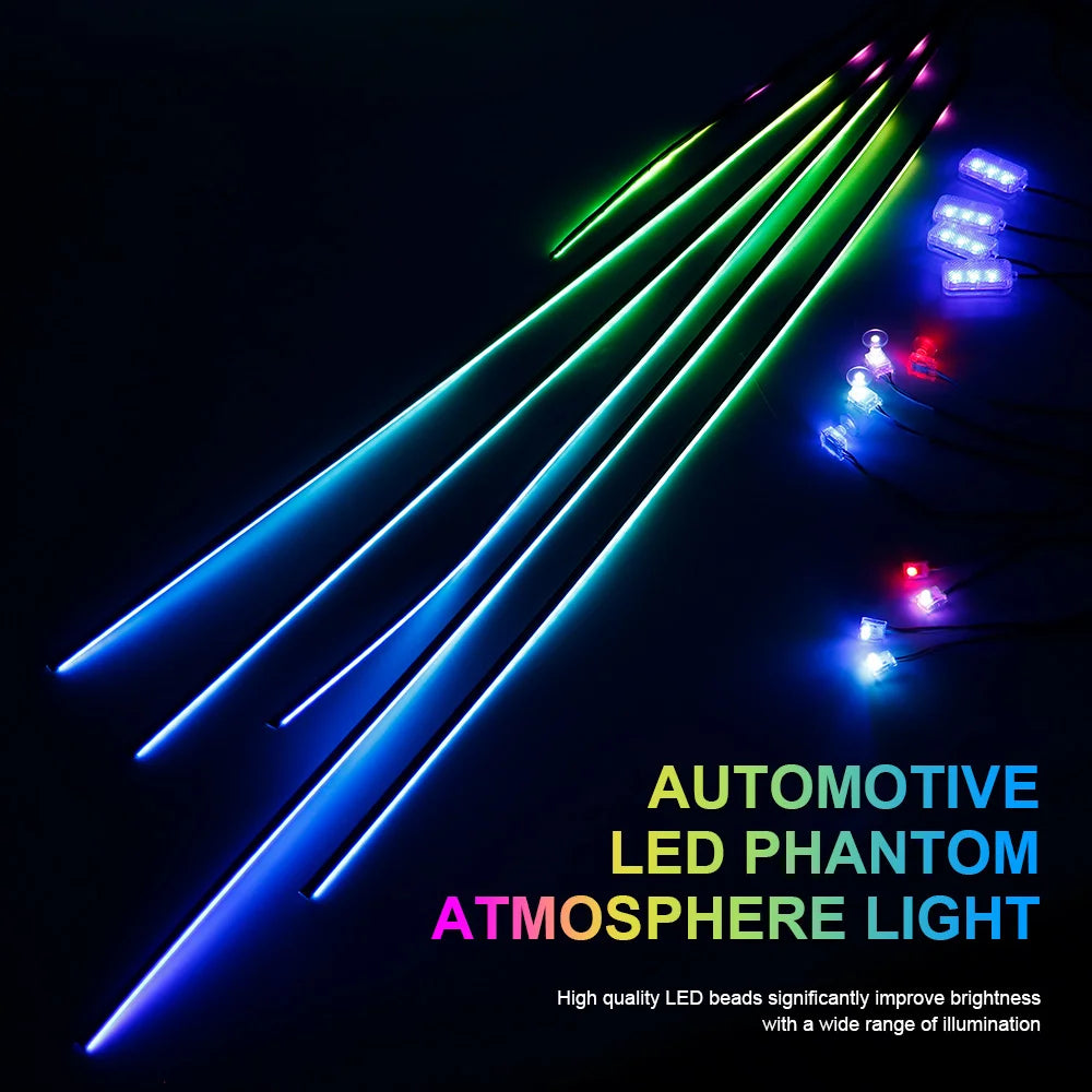 6/10/14/18 in 1 Led Car Ambient Lights RGB 213 64 Color Acrylic Strips Symphony Streamer Interior Rainbow Atmosphere Lamp Kit