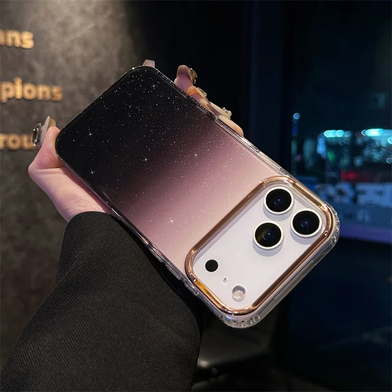 Popular Gradient Glitter Transparent Case For iPhone 17 Air 16/E 15 14 Plus 13 12 11 Pro Max Soft TPU Shockproof Protector Cover