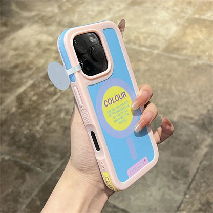 Dopamine Magnetic Clash Color Bumper Case for iPhone 16 15 14 Pro Max for Magsafe Candy Contrast Color Shockproof Cover Funda