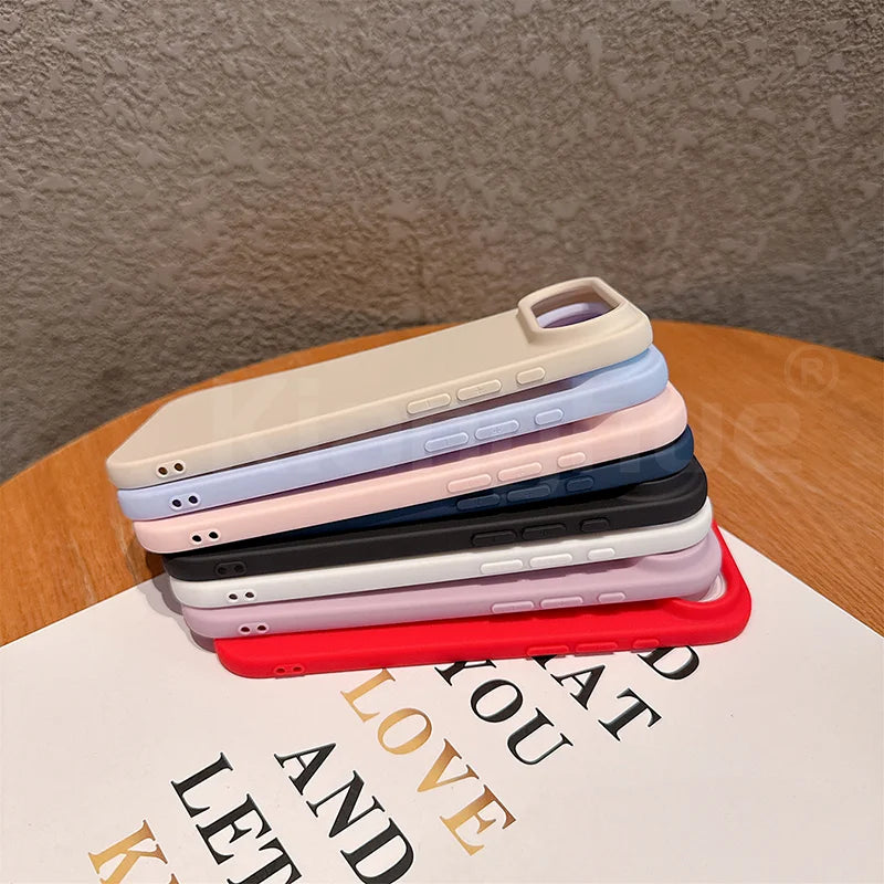 Luxury Pattern Matte Candy Color Silicone Soft Case For iPhone 17 air 17 pro 17 pro max ﻿Solid Color Shockproof Cover Shell ﻿
