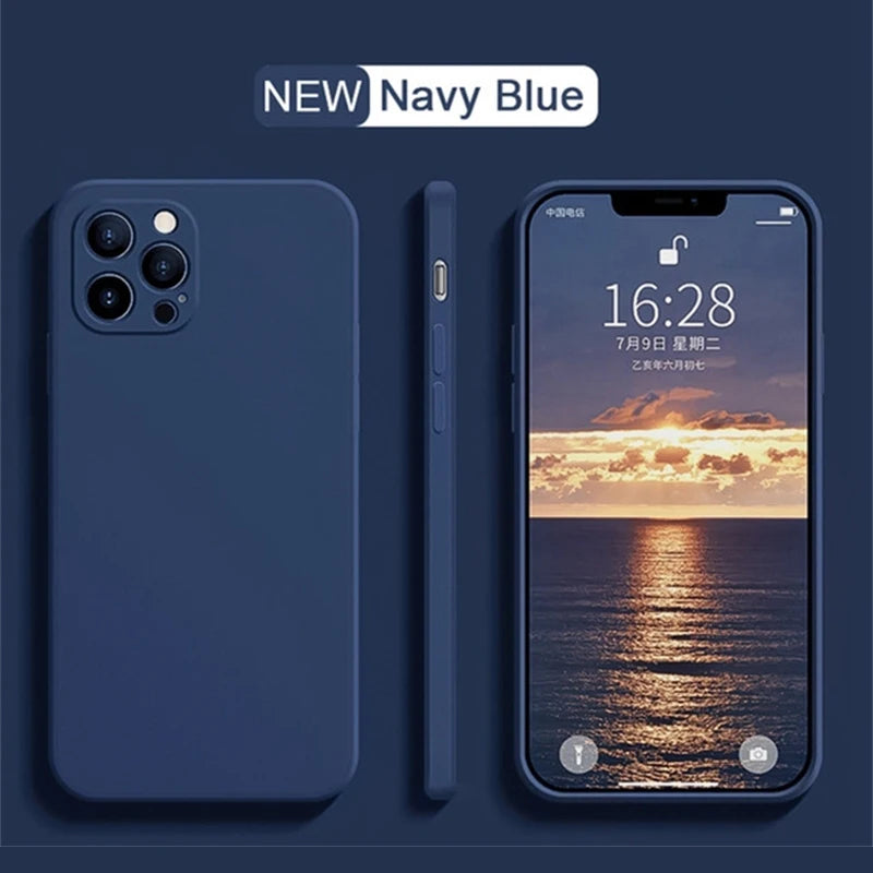 Full Protection case Dark Purple For iPhone 16 Liquid Silicone Phone Case 11 12 13 14 15 Pro Max Mini X XS XR 7 8 14 15 16 Plus