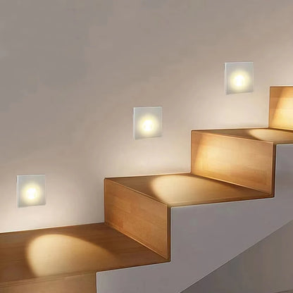 Embedded Stair LED Light Smart Glass Nightlights PIR Motion Sensor Bedroom Indoor Wall Sconce Balcony Step Corridor Radar Sensor