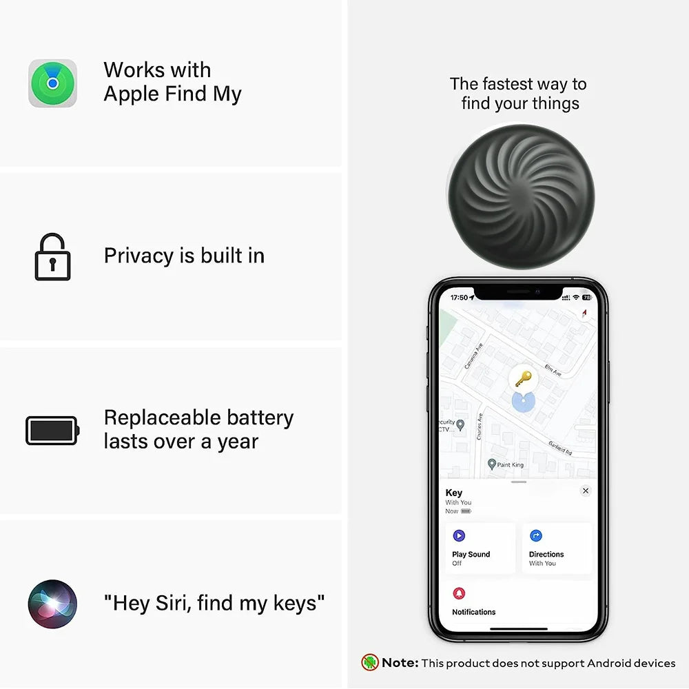 MRSVI Smart GPS Tracker Mini Tracking Device Finder  For Apple Find My APP Smart Tag Anti Lose Reminder Device Locator Key Kids