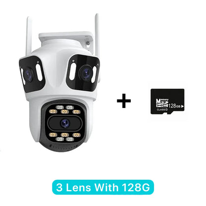Three Lens PTZ IP Camera Outdoor HD Three Screen WiFi Security Camera Auto Tracking Dual Len Wirelss CCTV Camera iCsee