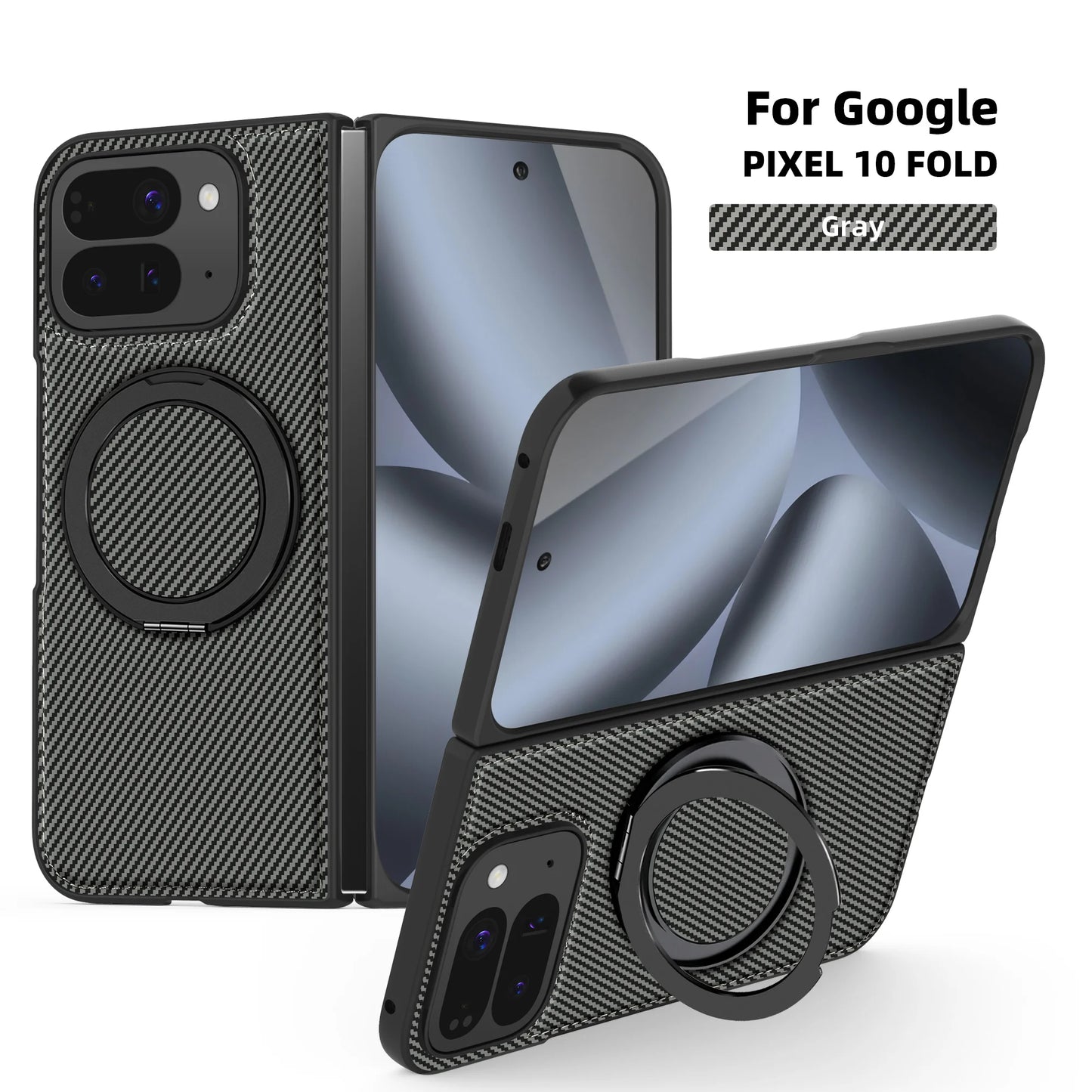 For Google Pixel 10 Pro Fold/Pixel 9 Pro Fold Kevlar 360 Rotating Magnetic Ring Wireless Charging Phone Case Protective Cover