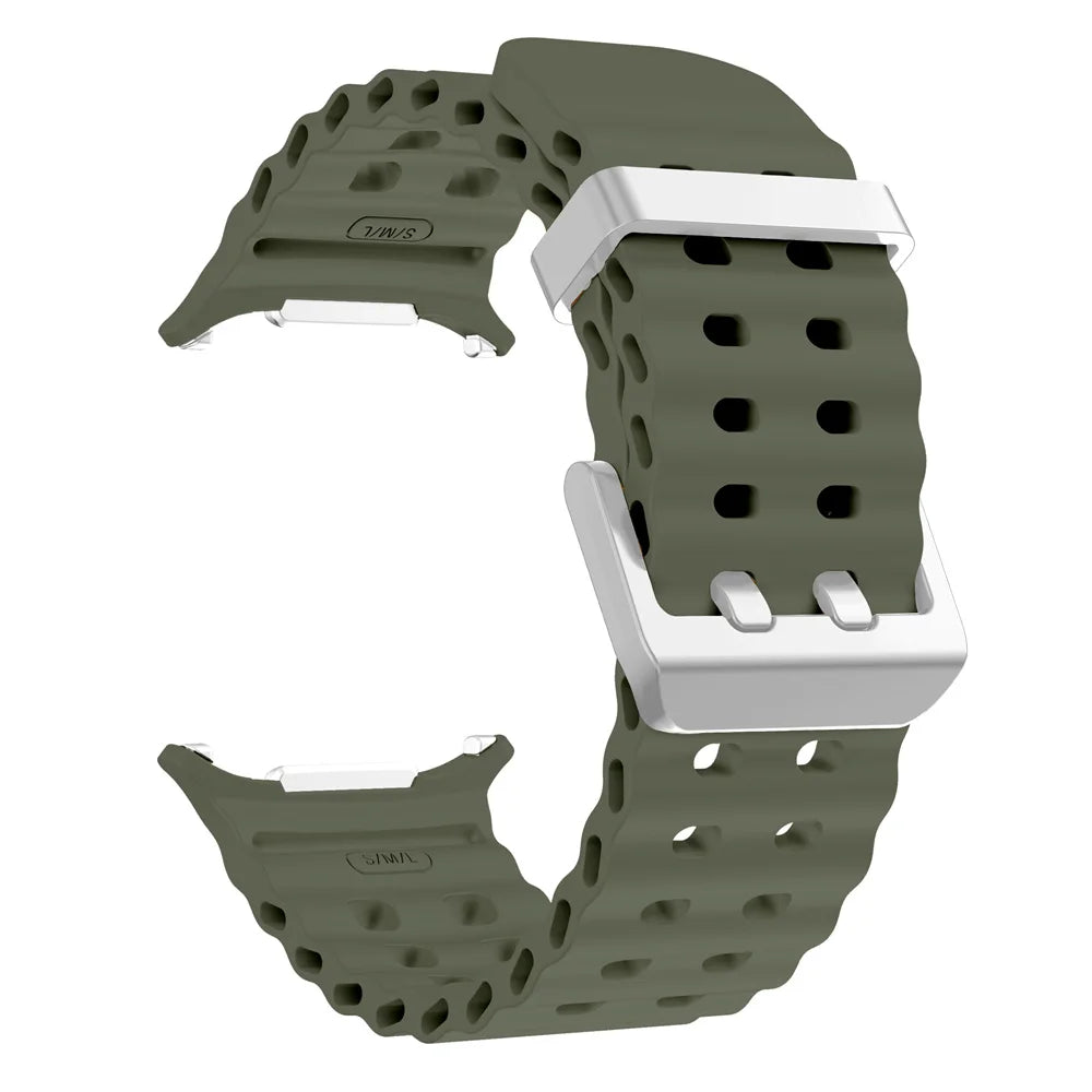 NEW Marine Silicone Strap For Samsung watch ultra 47mm Bracelet No Gaps Sport two-tone Band for Galaxy 7 ultra watchband straps