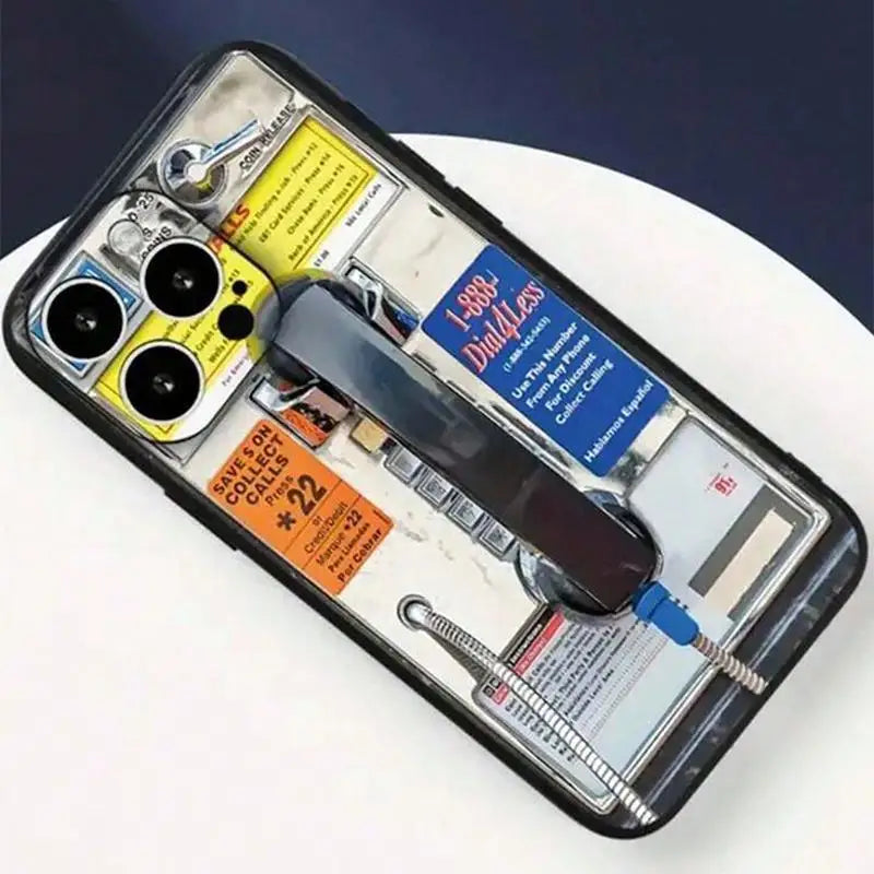 Vintage Telephone Booth Pattern Phone Case,  Fashion Phone Accessories Compatible with  IPhone 16 Pro Max 15 Pro 14Plus 13 12 11