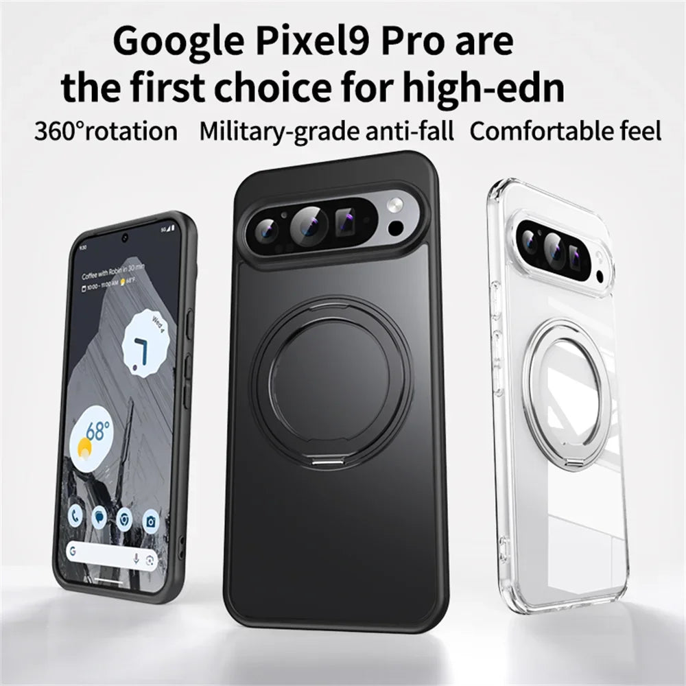 360°Rotating Stand Magnetic Phone Case For Google Pixel 10 9 8A 8 Pro XL Luxury Metal Folding Bracket Shockproof Protector Cover