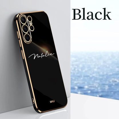 Case For Samsung Galaxy S24 Ultra Personalized Customized Name Case Luxury 6D Plating Soft Cover S23 S22 S21 S20 FE Ultra Plus - covers4phones