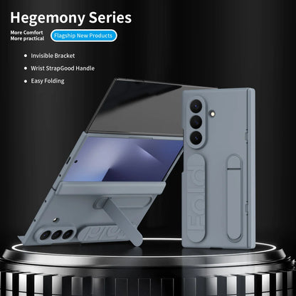 Business Flip Case For Samsung Galaxy Z TriFold Tri Fold Folding Stand Holder Wristband Luxury Hard Plastic Shockproof Cover