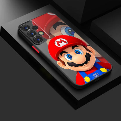 S-Super M-Marios B-Bros Frosted Translucent For Samsung Note 20 A35 A03 A54 A31 A22 A34 A14 A24 A04 A55 5G Cover Phone Case