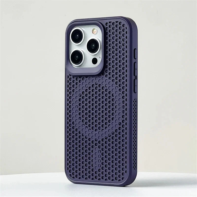 Luxury Matte Heat Dissipation Hole For Magsafe Case For iPhone 16 15 14 13 12Pro Max Plus Magnetic Wireless Charge PC Hard Cover