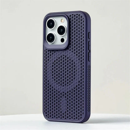 Luxury Matte Heat Dissipation Hole For Magsafe Case For iPhone 16 15 14 13 12Pro Max Plus Magnetic Wireless Charge PC Hard Cover