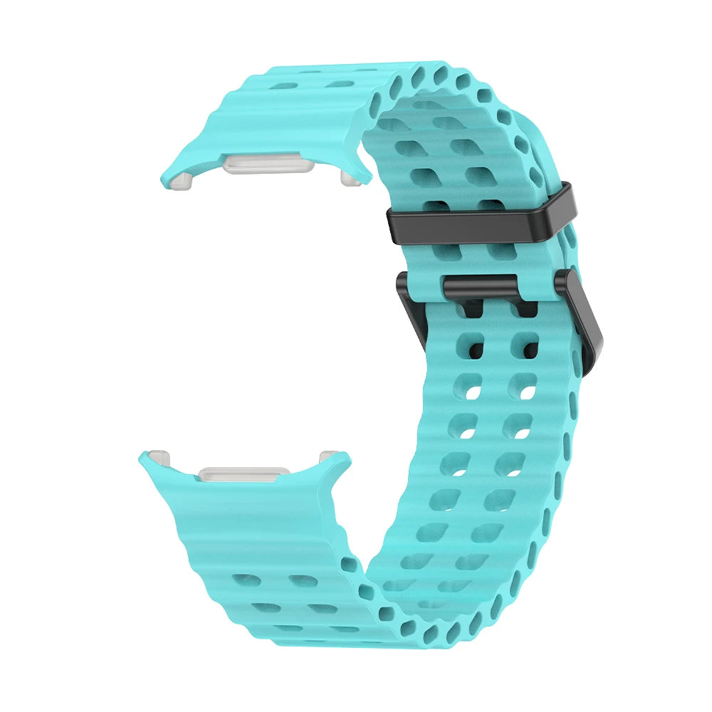 NEW Marine Silicone Strap For Samsung watch ultra 47mm Bracelet No Gaps Sport two-tone Band for Galaxy 7 ultra watchband straps