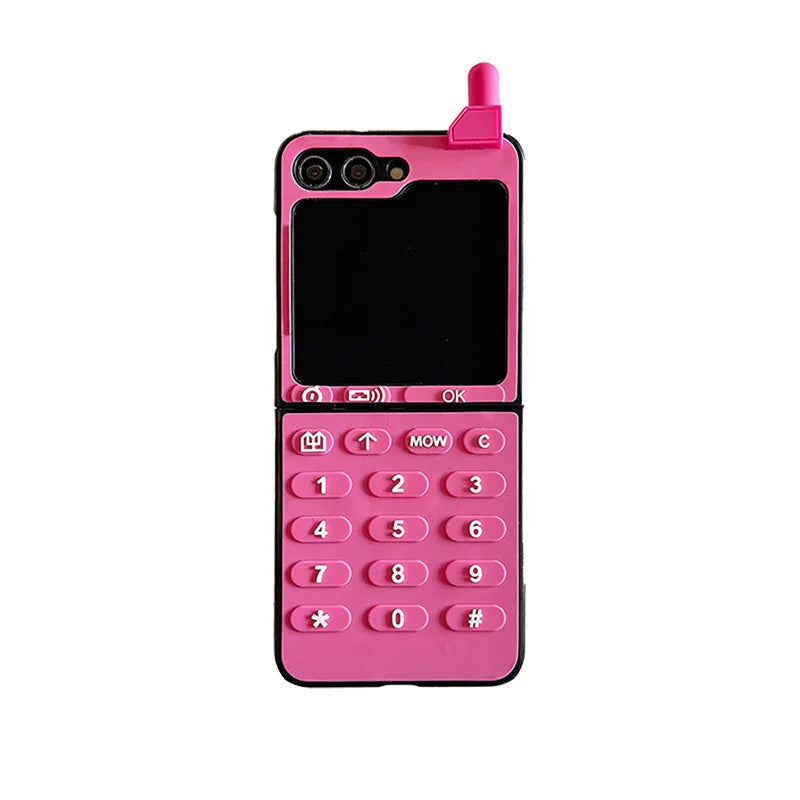 Case For Samsung Galaxy Z Flip 6 5 4 3 Z Fold 6 5 4 3 Retro Button Phone Pattern Shockproof Mobile Phone Case Cover
