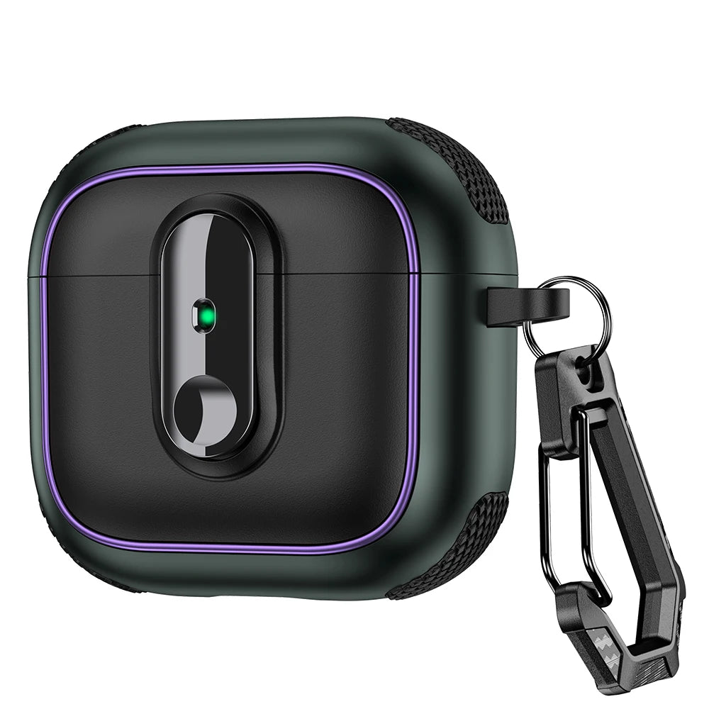 Armor Lock Earphone Cover For AirPods 4 Pro2 3 2 1 Case TPU PC Shockproof Headphone Coque For AirPods Pro 2 2nd 4th Gen Cases