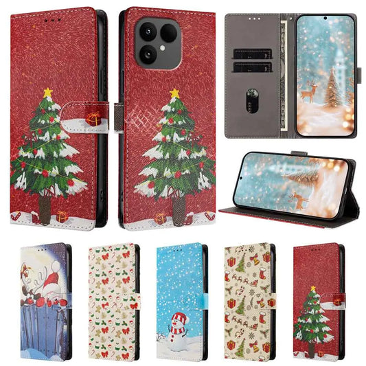 Christmas Phone Case for Funda iPhone 17 16 15 14 13 12 11 Pro Max 17 Air 16E 15 Plus 7 8 Cases Flip Leather Wallet Back Cover