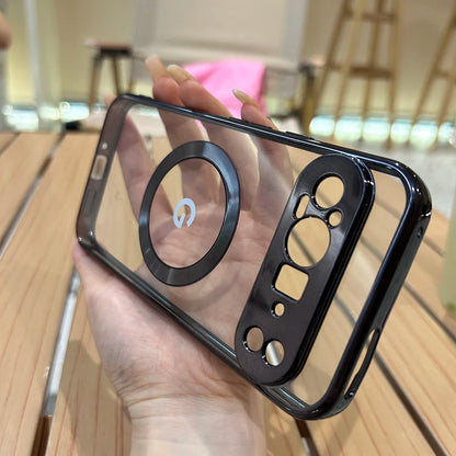 Clear Electroplating Compatible Magnetic Wireless Charging Phone Case For Google Pixel 10 9 8 A Pro XL Shockproof Protect Cover