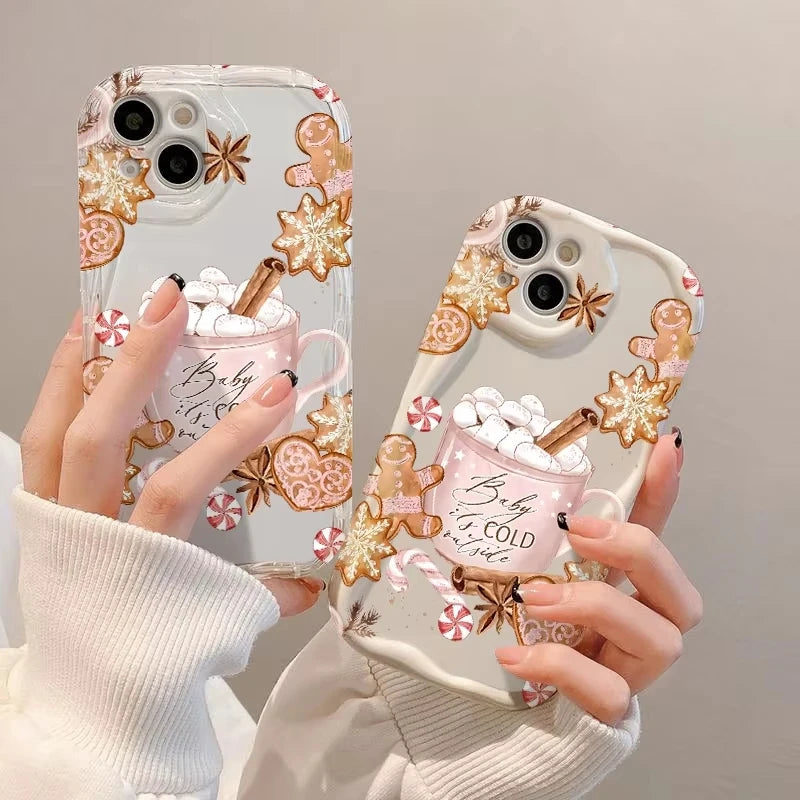 Christmas Warm Winter Coffee Gingerbread Phone Case For iPhone 17 Pro Cases iPhone 16 Pro Max XS XR 11 12 13 14 15 7 8 Plus 16E