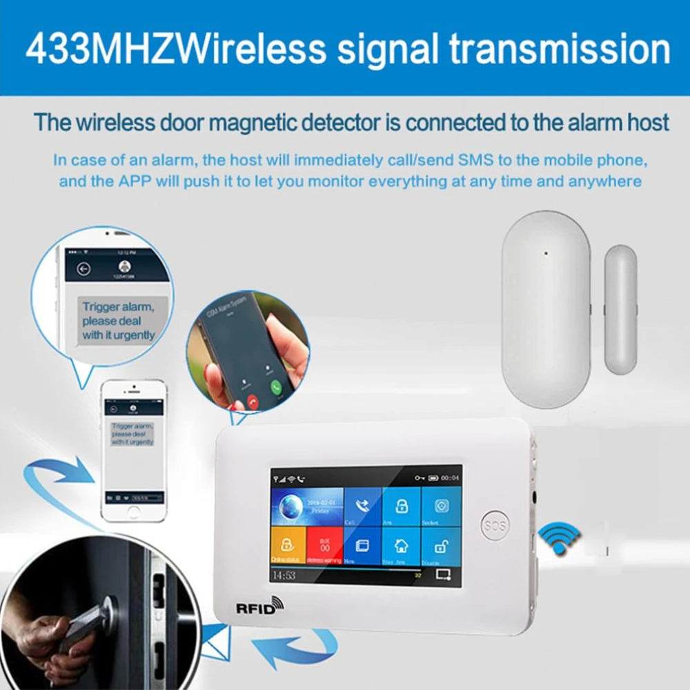 Hot Sale Wireless Magnetic Door & Window Sensor EV1527 Coding Mode RF 433MHz for Home Security Alarm System Burglar Alarm Kits