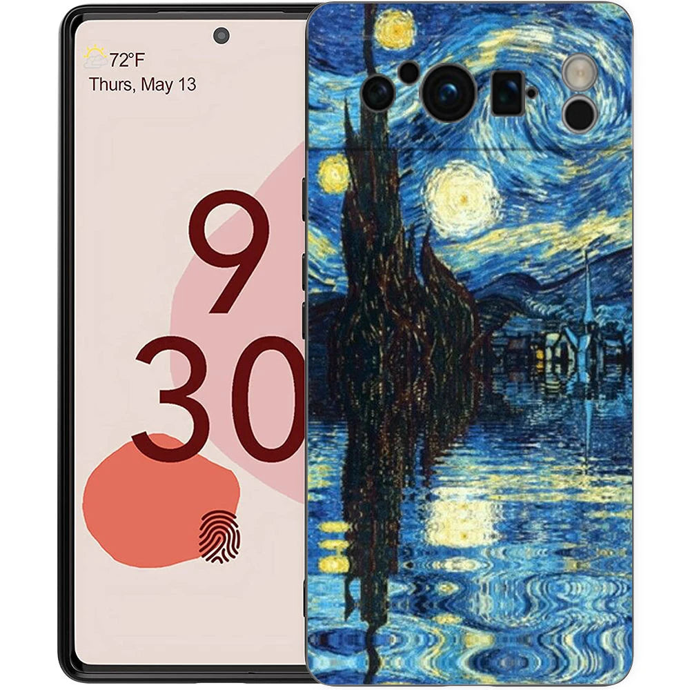 Phone Case Cover for Google Pixel 9 8 7 6 9A 8A 7A 6A Pro 10 9 Pro XL Soft TPU Shell Capas Van Gogh Art Starry Night Aesthetics