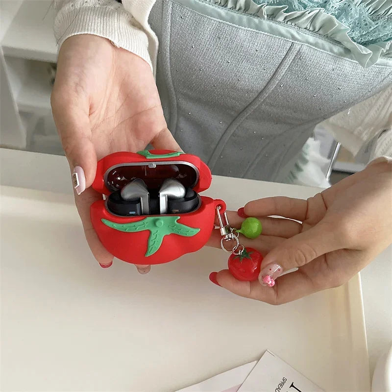 Shockproof Cute Tomato Silicone Earphone Case for Samsung Galaxy Buds 3 Buds 3 Pro Wireless Bluetooth Headset Protective Cover