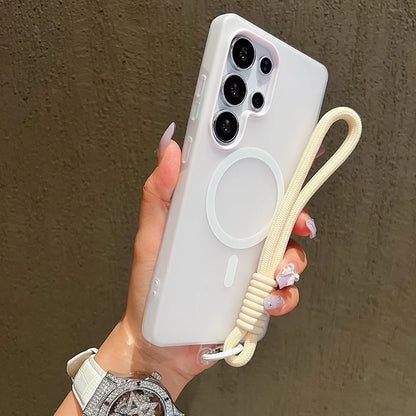 Candy Color Matte For Magsafe Lanyard Soft Phone Case For Samsung Galaxy S24 FE S25Edge S22 S23 FE Plus S25 Ultra Magnetic Cover