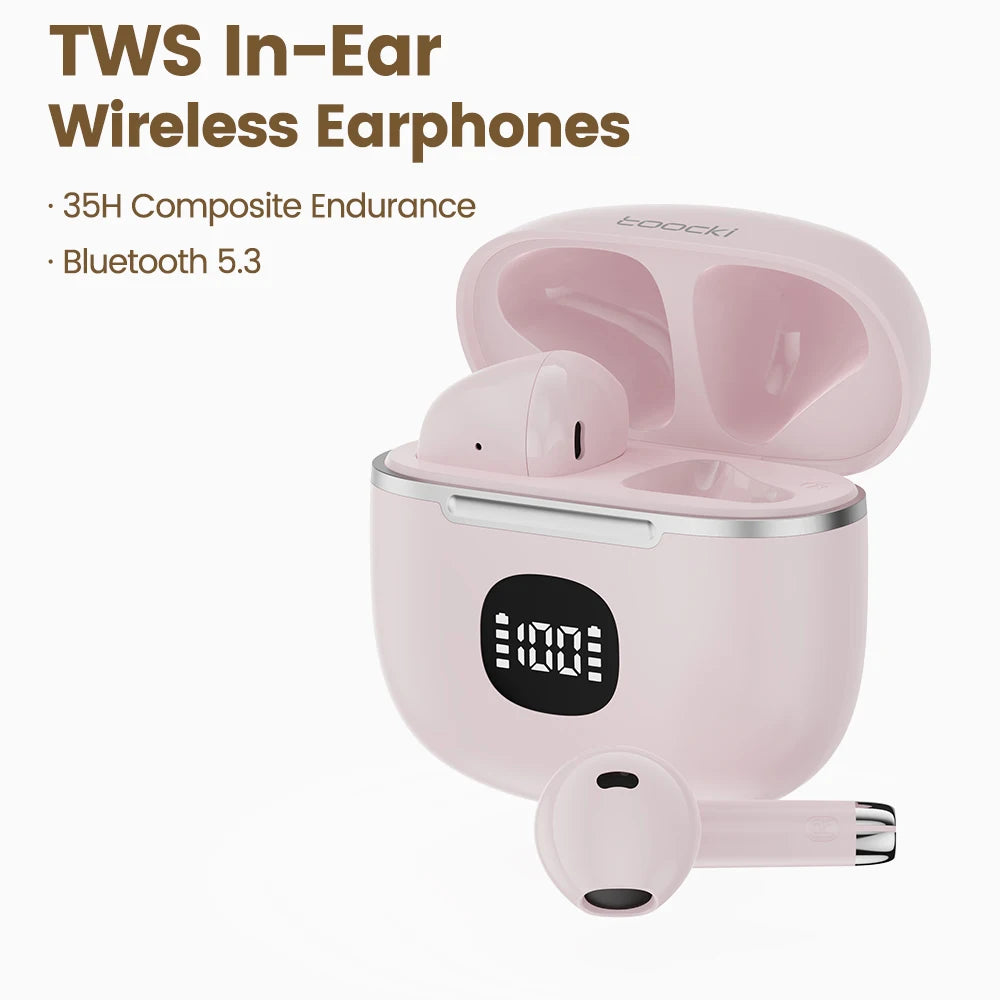 Toocki 06C Bluetooth 5.3 Wireless Headphones Power Digital Display 35hours Endurance Gaming Headsets Waterproof Sports Earbuds