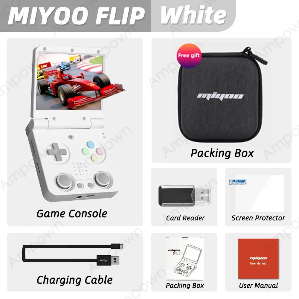 MIYOO Flip V2 Handheld Game Players 3.5''IPS Screen Linux System Onion OS Video Game Consoles Free Storage Bag Gamer Gift Gaming