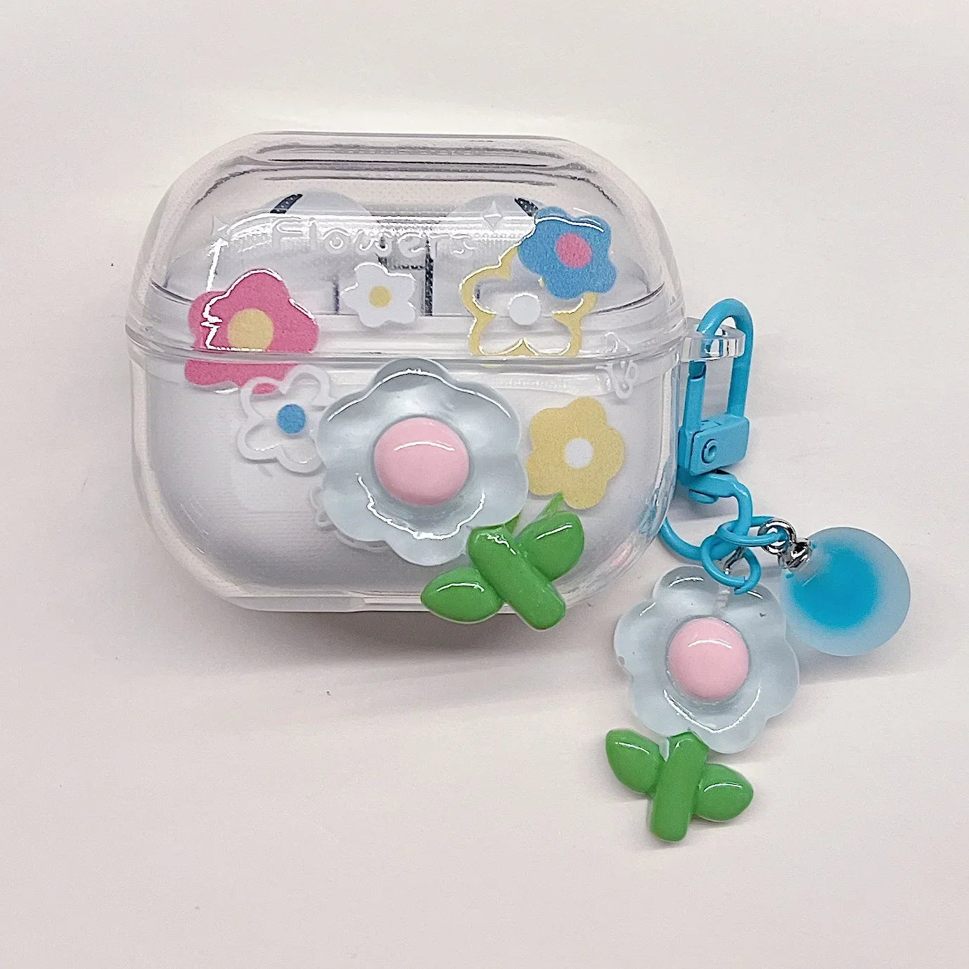 TPU Flower Earphone Case for Samsung Galaxy Buds 3 Pro for  Samsung Galaxy Bugs 3 Earphone Cover with Keychain