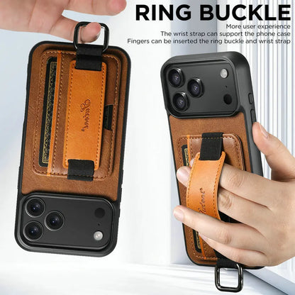 Luxury Case For iPhone 17 Pro Max 5G 2025 Wrist strap Leather Card Stand Funda For iPhone 17 Air Back Cover iPhone17 Pro Etui