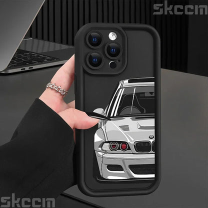 Fashions Car Pattern Silicone Phone Case For iPhone 16 Pro Max 15 14 11 12 13 7 8 16 Plus XS X XR Matte Shockproof Soft Cover