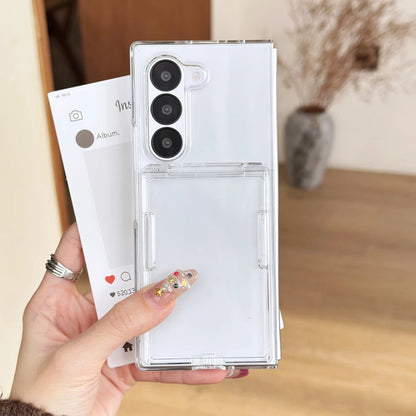 Flip Slot Card Wallet Clip Stand Phone Case For Samsung Galaxy Z Fold 7 6 5G Fold6 ZFold6 zfold6 Solid Color PC Protective Cover