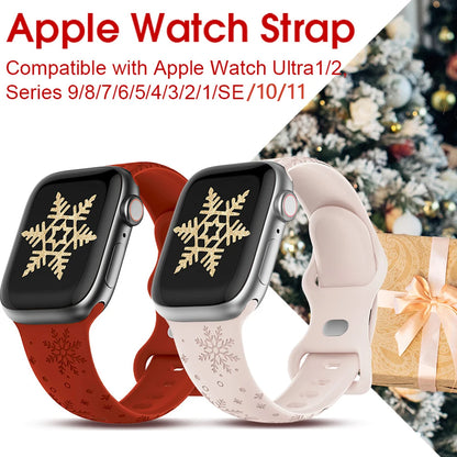 Christmas Engraved Strap For Apple Watch Band 49mm 46mm 45mm 44mm 42mm 40 41 Bracelet correa IWatch Series 11 10 SE 9 8 7 Ultra