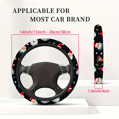 Santa Claus Print Soft Neoprene Steering Wheel Cover 15" Fit for Cars SUVs Trucks Festive Interior Decor