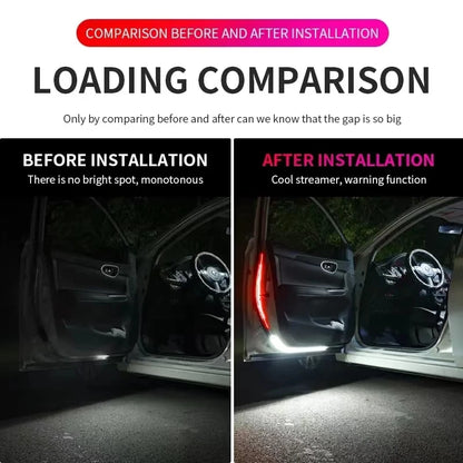 12V LED Car Door Opening Warning Atmosphere Light Strip Car Welcome Light Red And White Flashing Light Auto Safety Signal Light