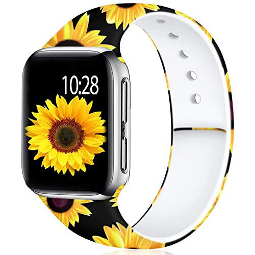 YAYUU Sport Band for Apple Watch Bands 40mm 41mm 44mm 45mm Floral Silicone Printed Pattern Straps for iWatch Series 7 6 5 4 3 SE