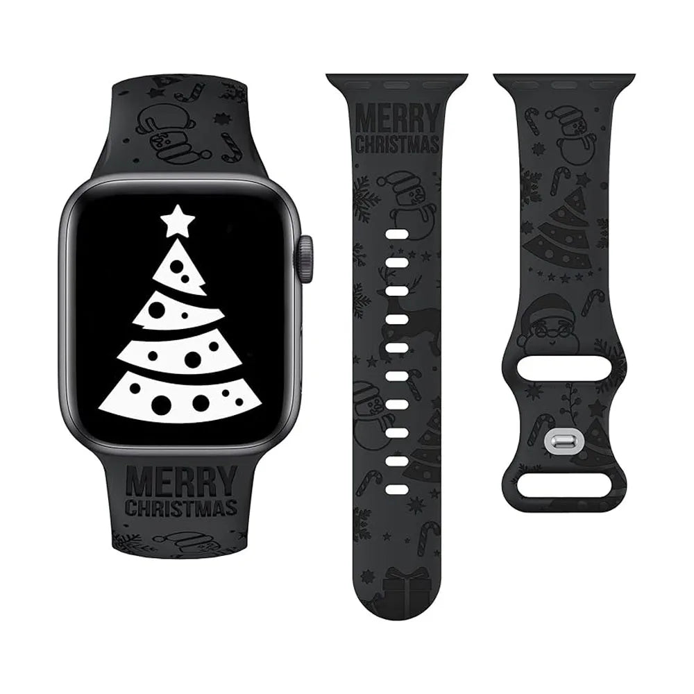 Christmas Engraved Strap For Apple Watch Band 49mm 46mm 45mm 44mm 42mm 40 41 Bracelet correa IWatch Series 11 10 SE 9 8 7 Ultra
