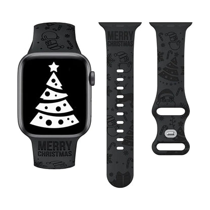 Christmas Engraved Strap For Apple Watch Band 49mm 46mm 45mm 44mm 42mm 40 41 Bracelet correa IWatch Series 11 10 SE 9 8 7 Ultra