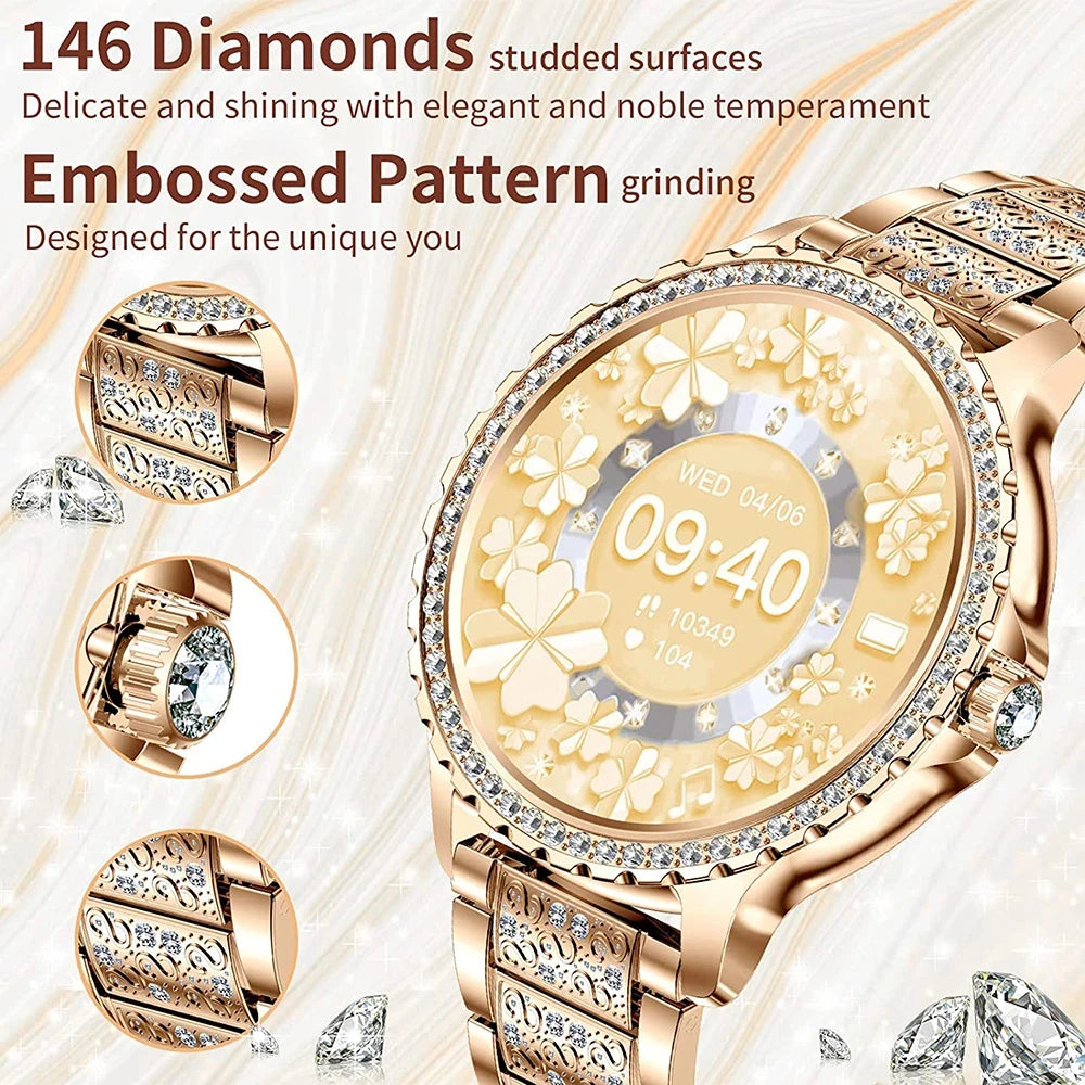 2024New Fashion Women Smart Watch 360*360 HD Screen Sports Bracelet Custom Dial Heart Rate Voice Call Smartwatch For Android IOS