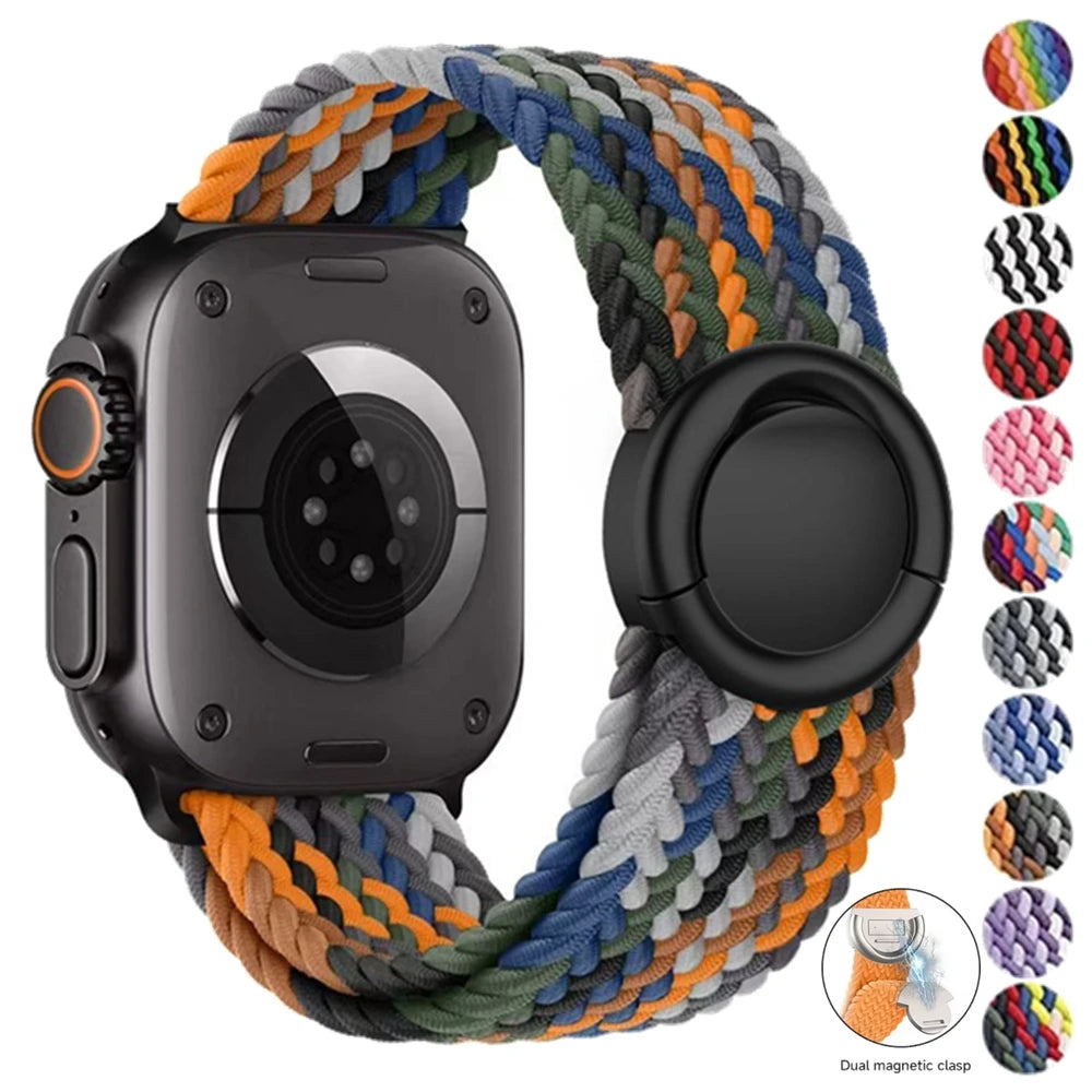 Magnetic Nylon Strap for Apple Watch Band Ultra 2 3 49mm 46mm 42mm Bracelet Iwatch Series 10 9 8 7 6 SE 5 4 38 45 41mm 44mm 40mm